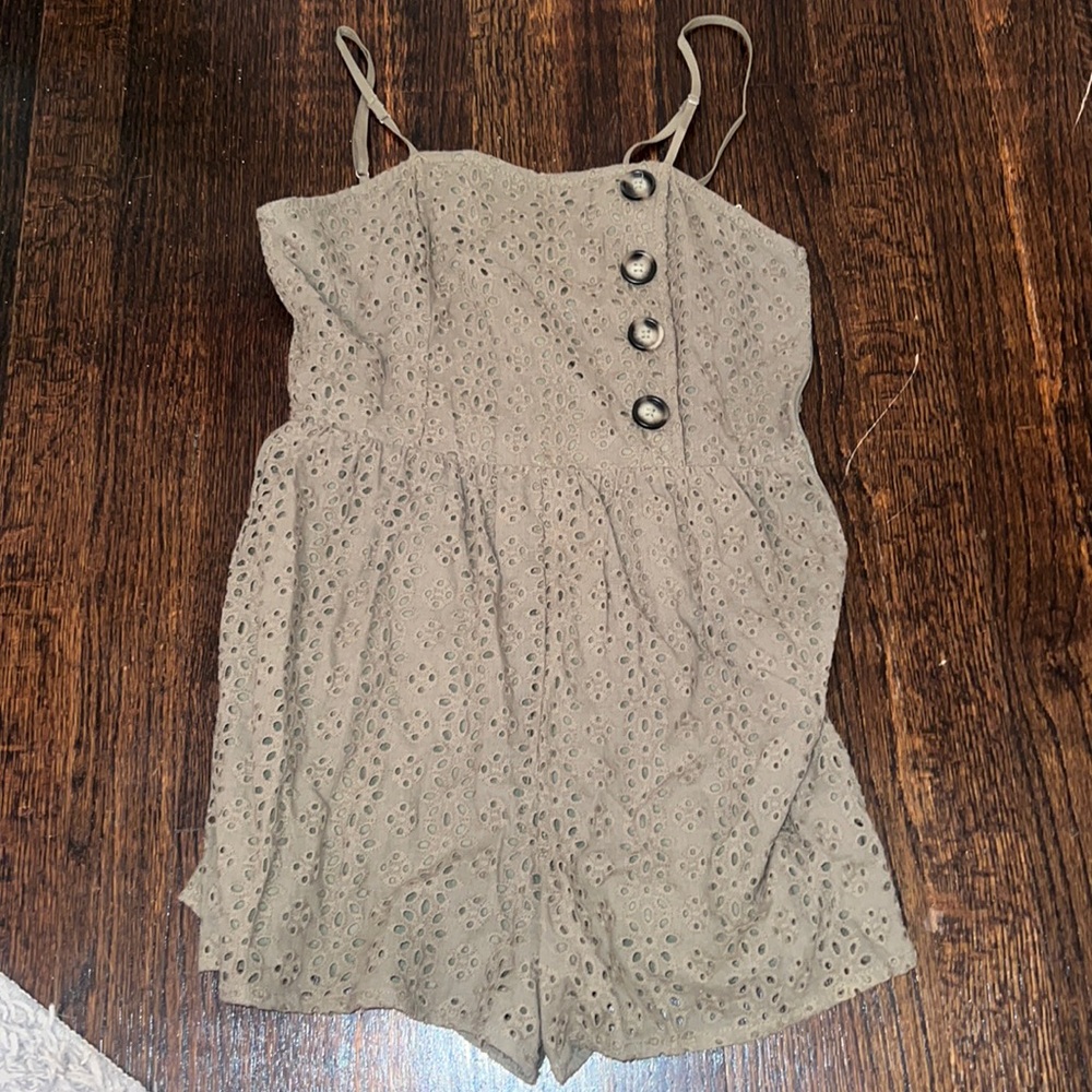 dark army green romper